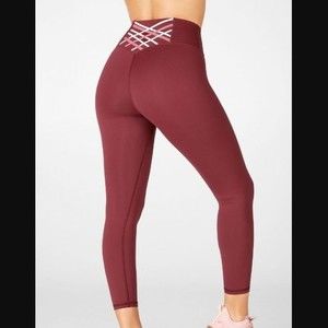 Fabletics Boost PowerHold High-Waisted 7/8 Legging in Rust/Dusty Pink Small